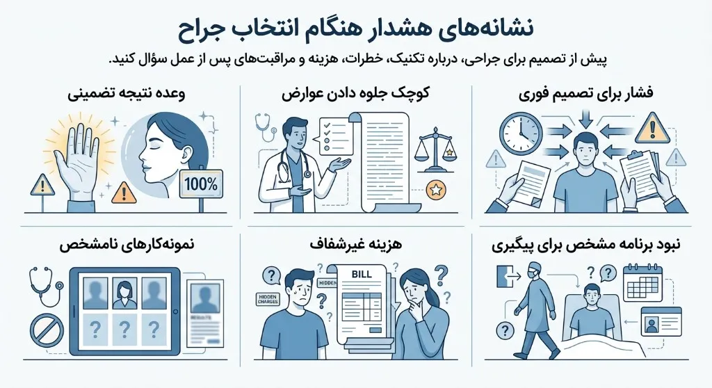 نشانه‌های هشدار هنگام انتخاب جراح